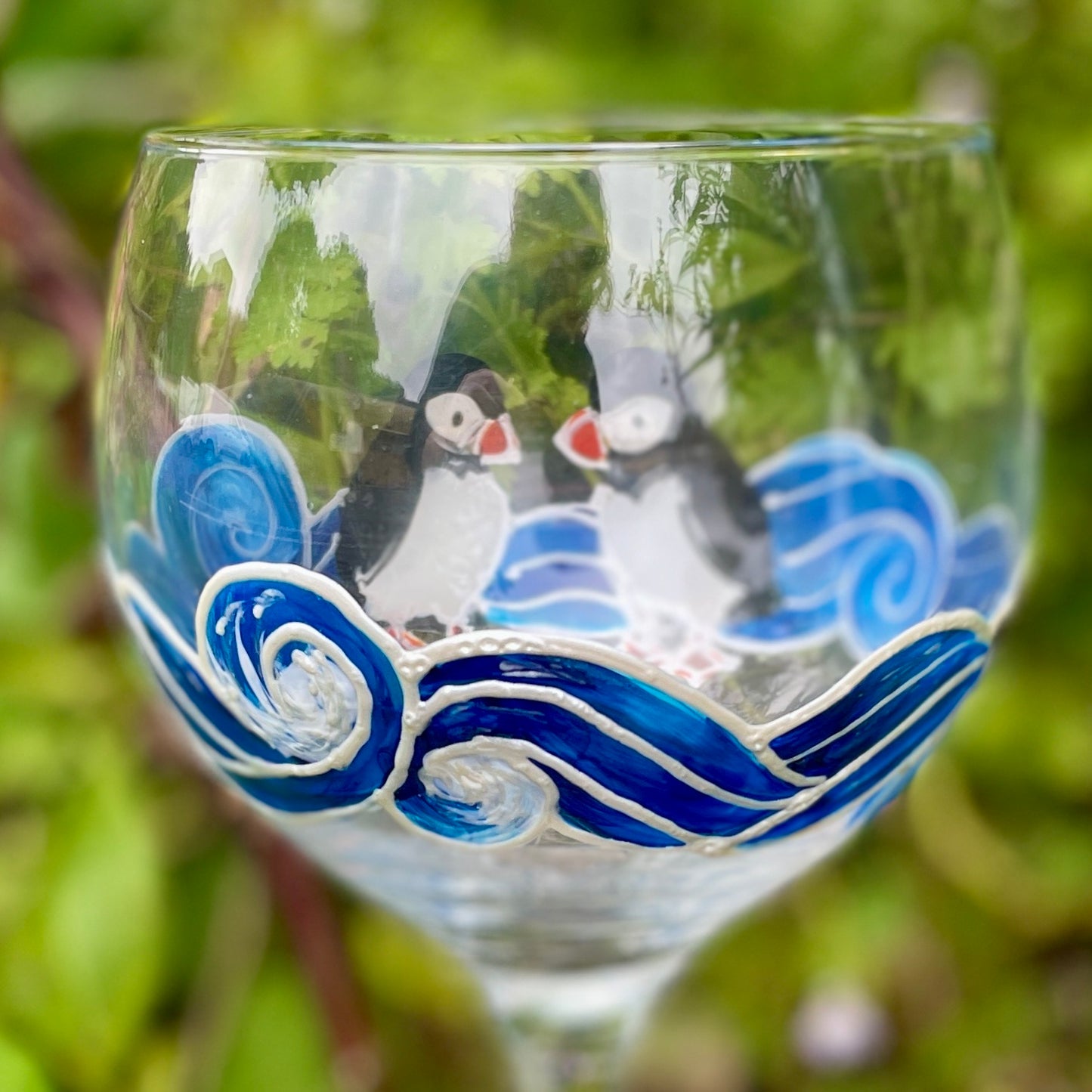 Puffins~ Gin glass
