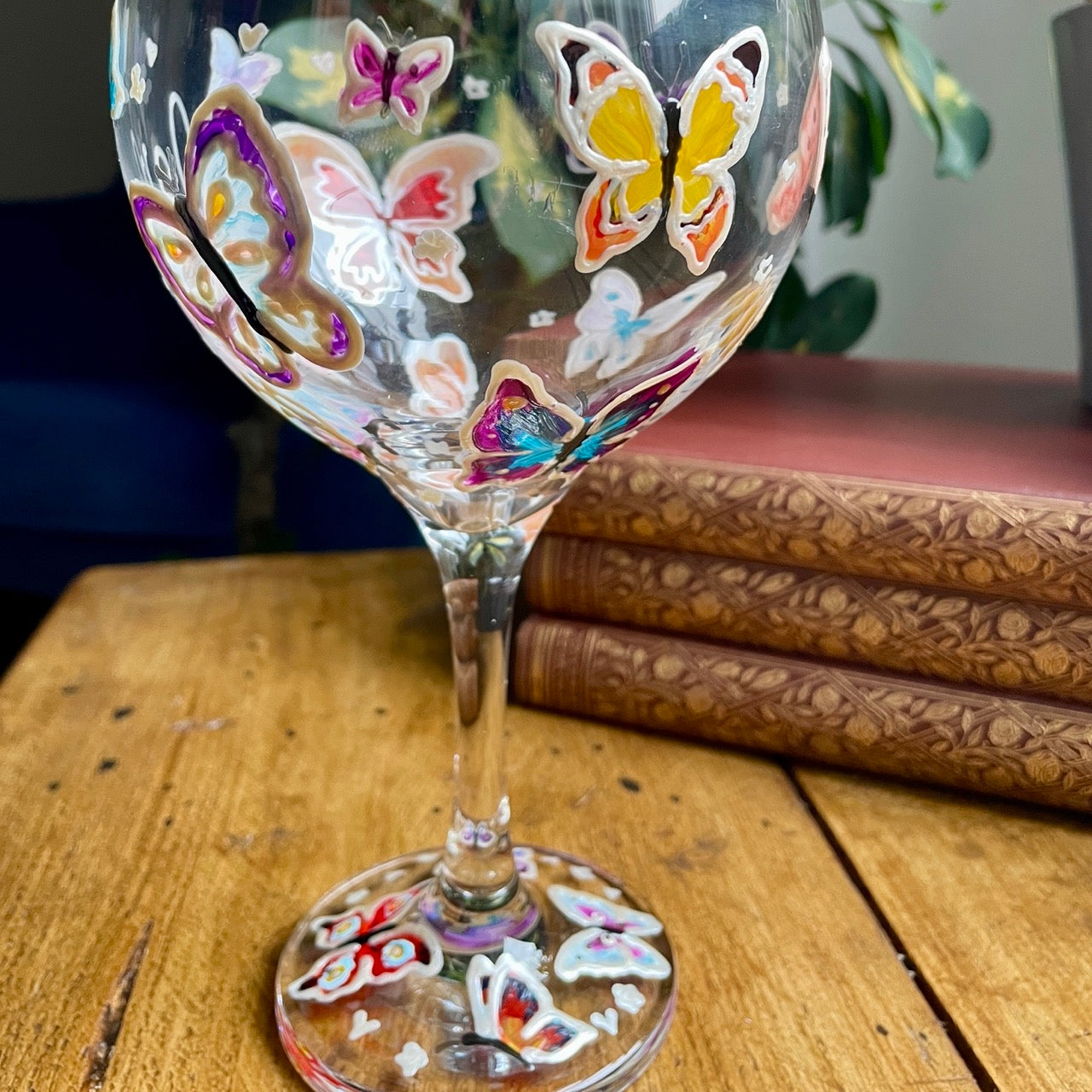 Rainbow butterflies~ Gin glass