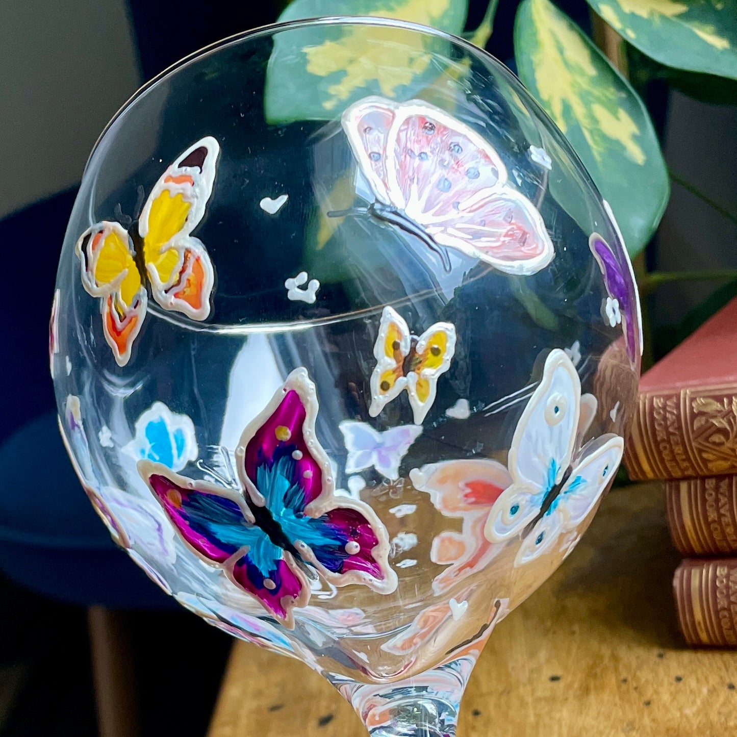 Rainbow butterflies~ Gin glass