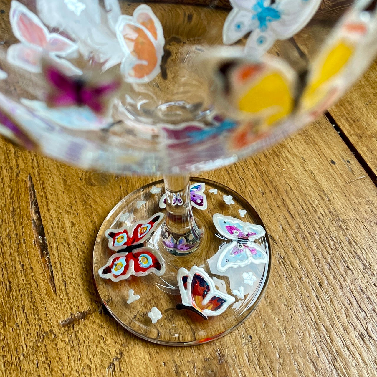 Rainbow butterflies~ Gin glass