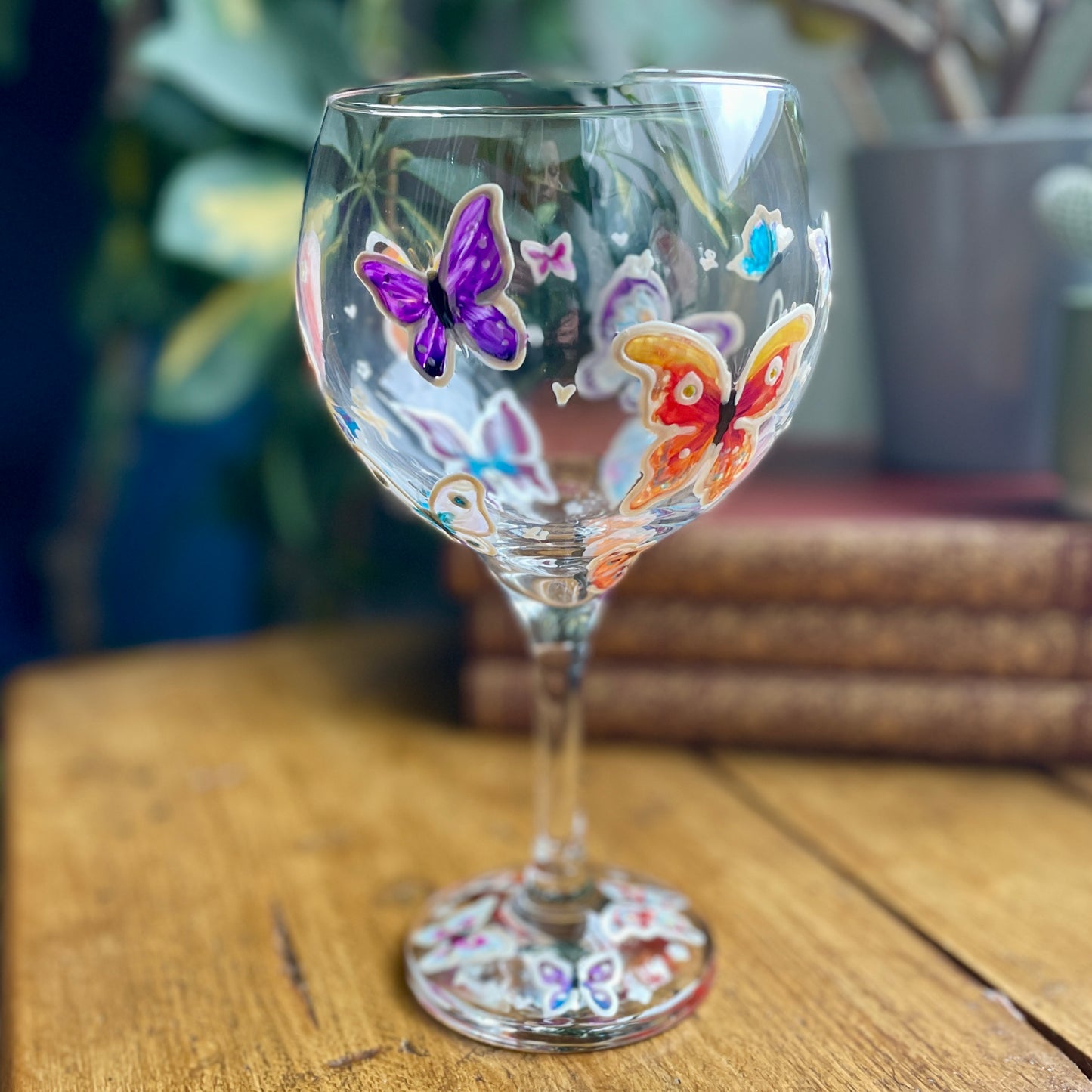 Rainbow butterflies~ Gin glass