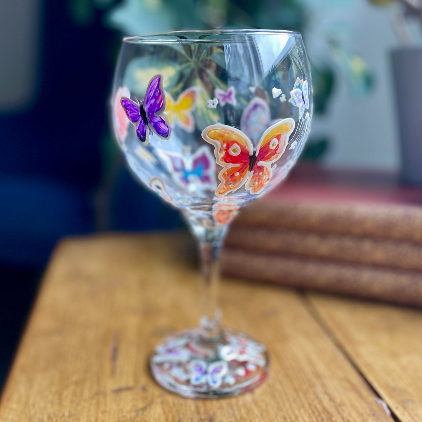 Rainbow butterflies~ Gin glass