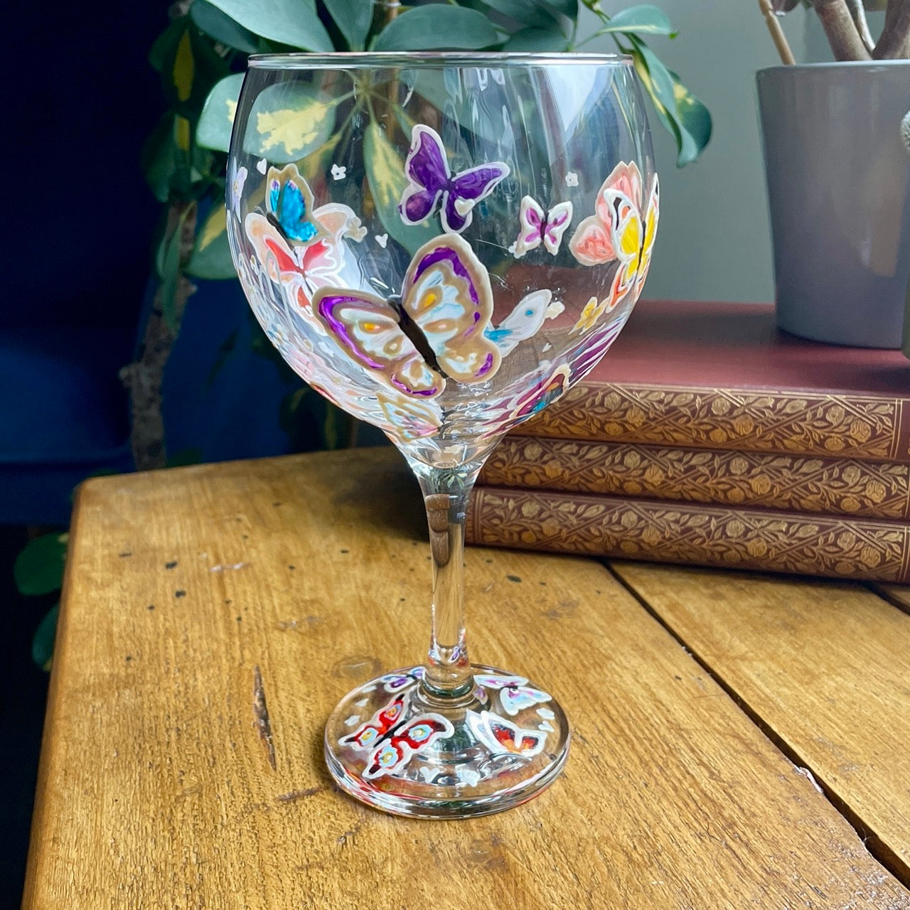 Rainbow butterflies~ Gin glass