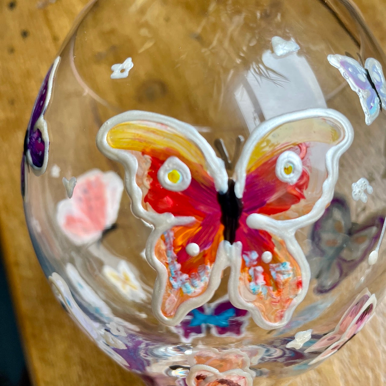 Rainbow butterflies~ Gin glass