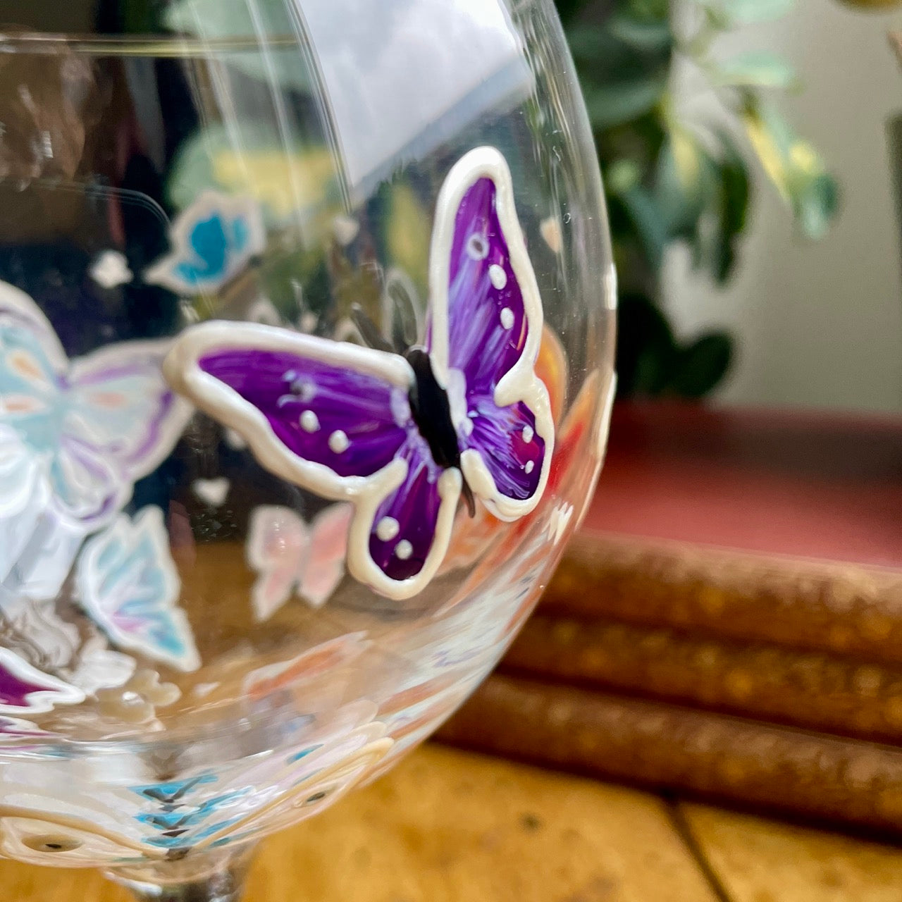 Rainbow butterflies~ Gin glass