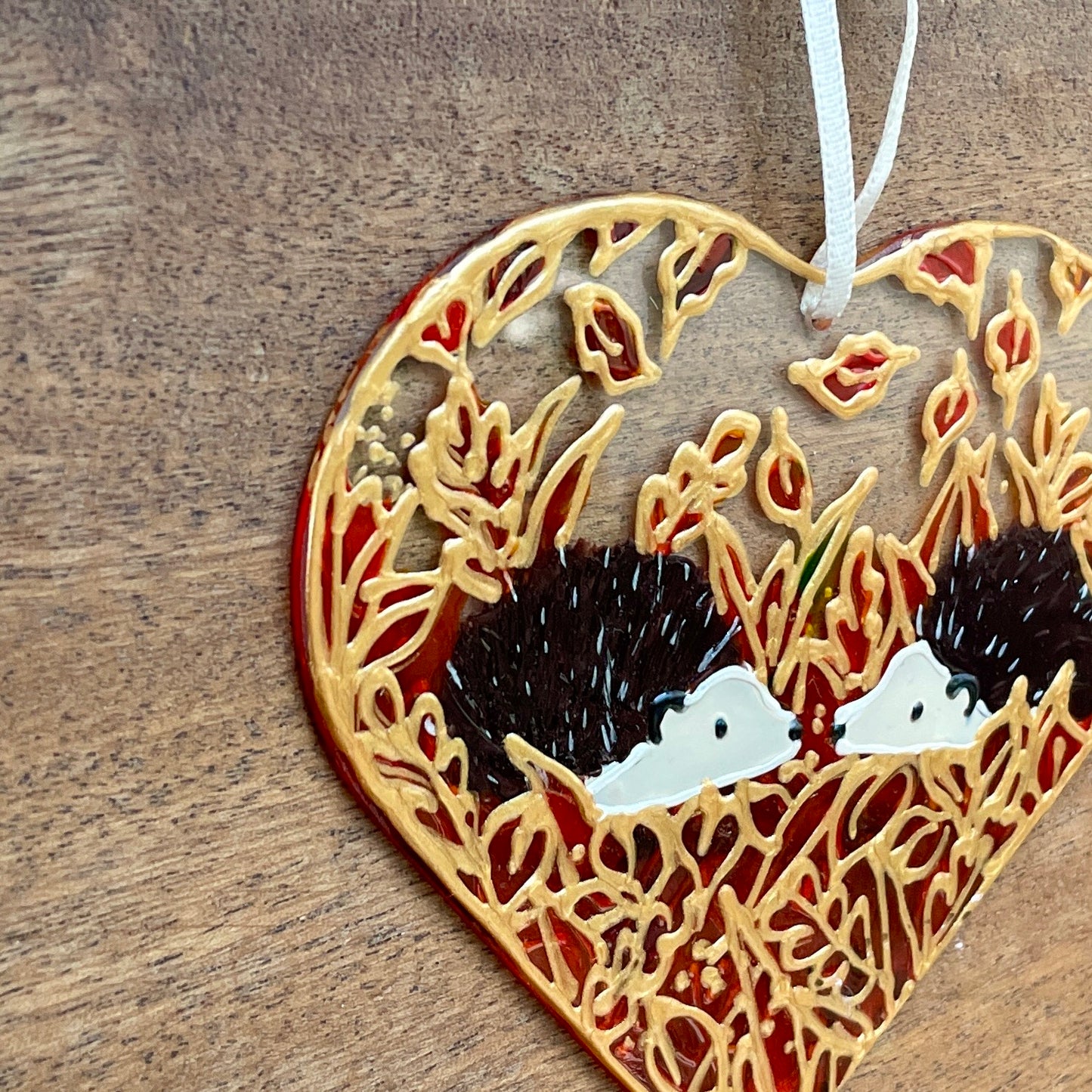 Hedgehog couple~ Heart suncatcher