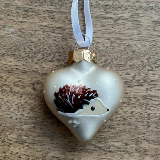 Hedgehog~ Matt heart glass bauble