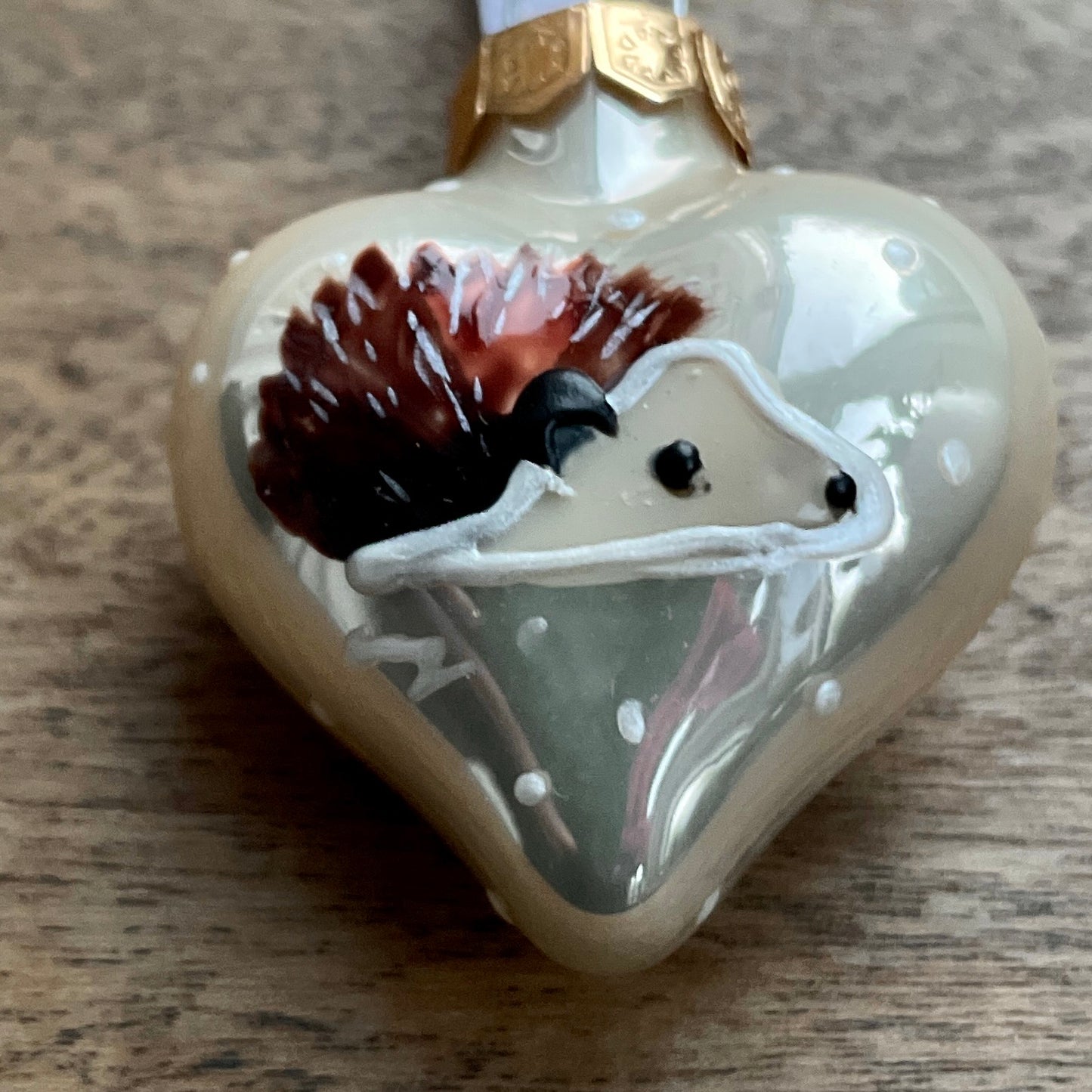 Hedgehog~ Shiny heart glass bauble