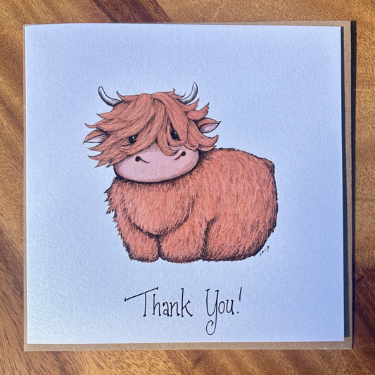 Card~ Highland cow Thank you