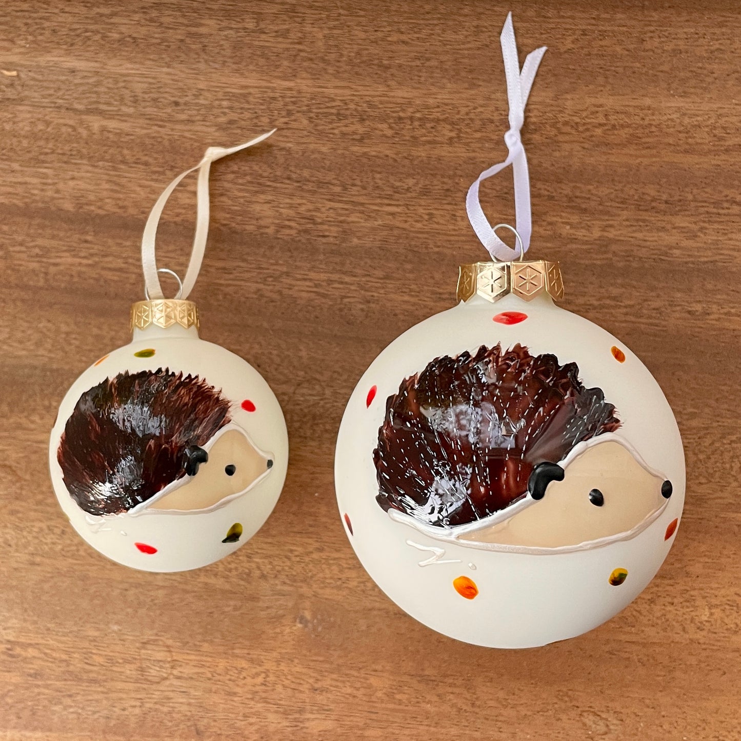 Hedgehog in autumn~ Large matt glass bauble