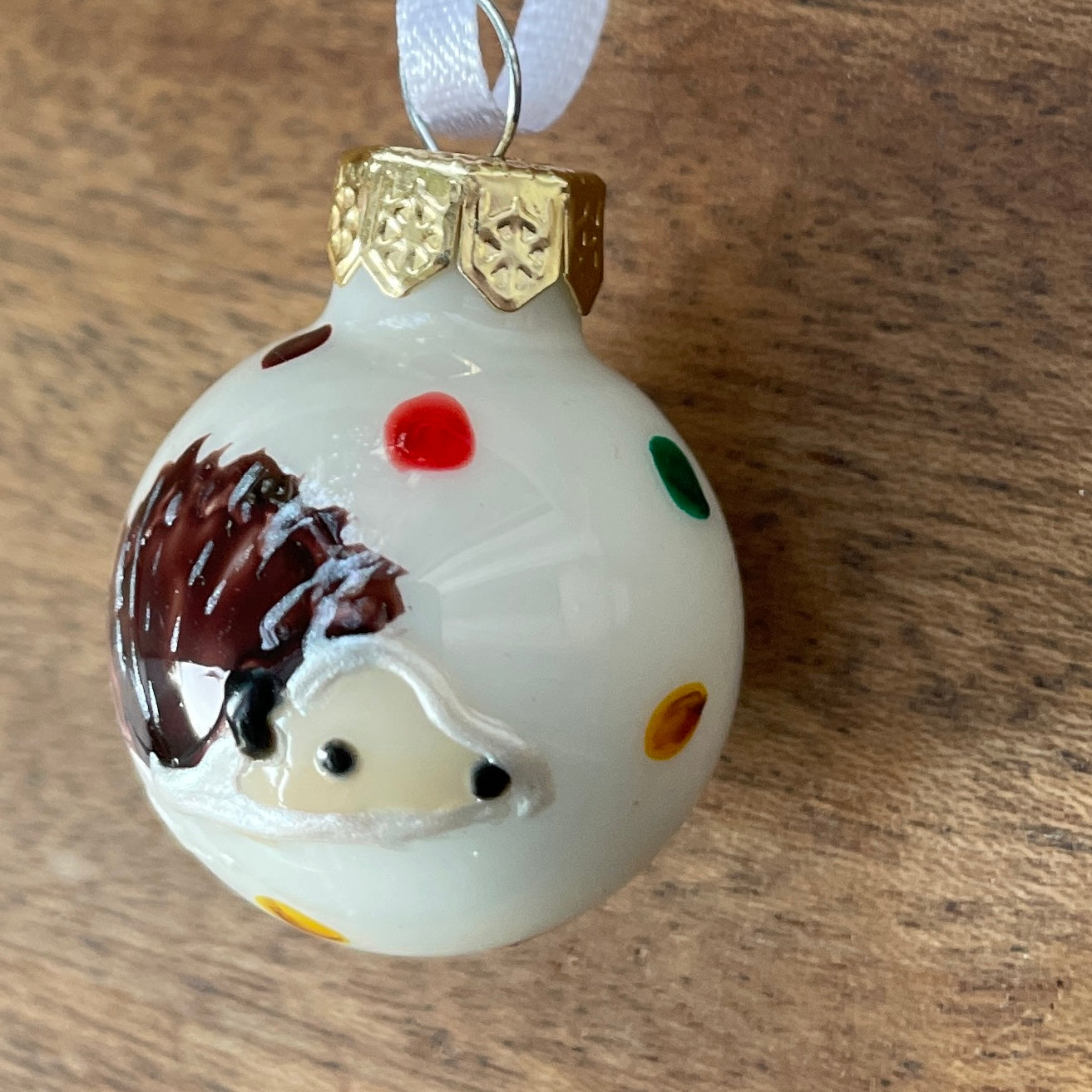 Hedgehog in autumn~ Glass bauble