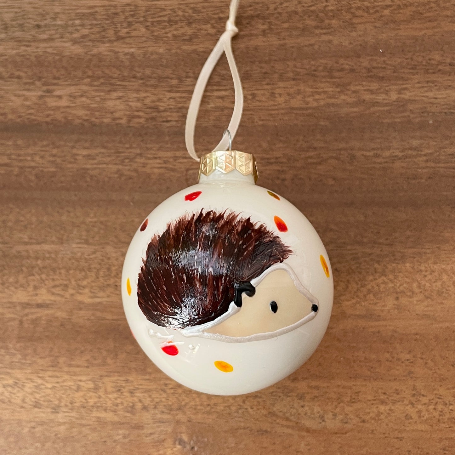 Hedgehog in autumn~ Glass bauble