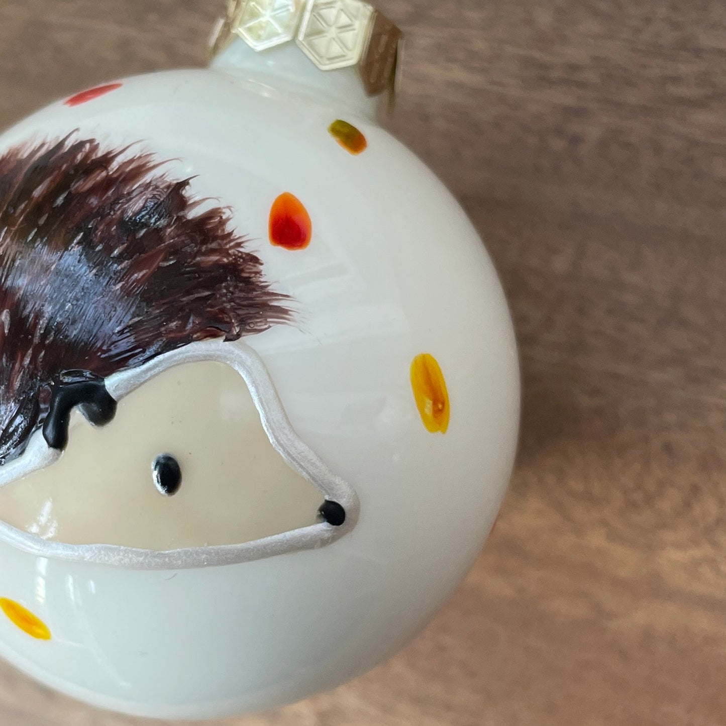 Hedgehog in autumn~ Large shiny glass bauble