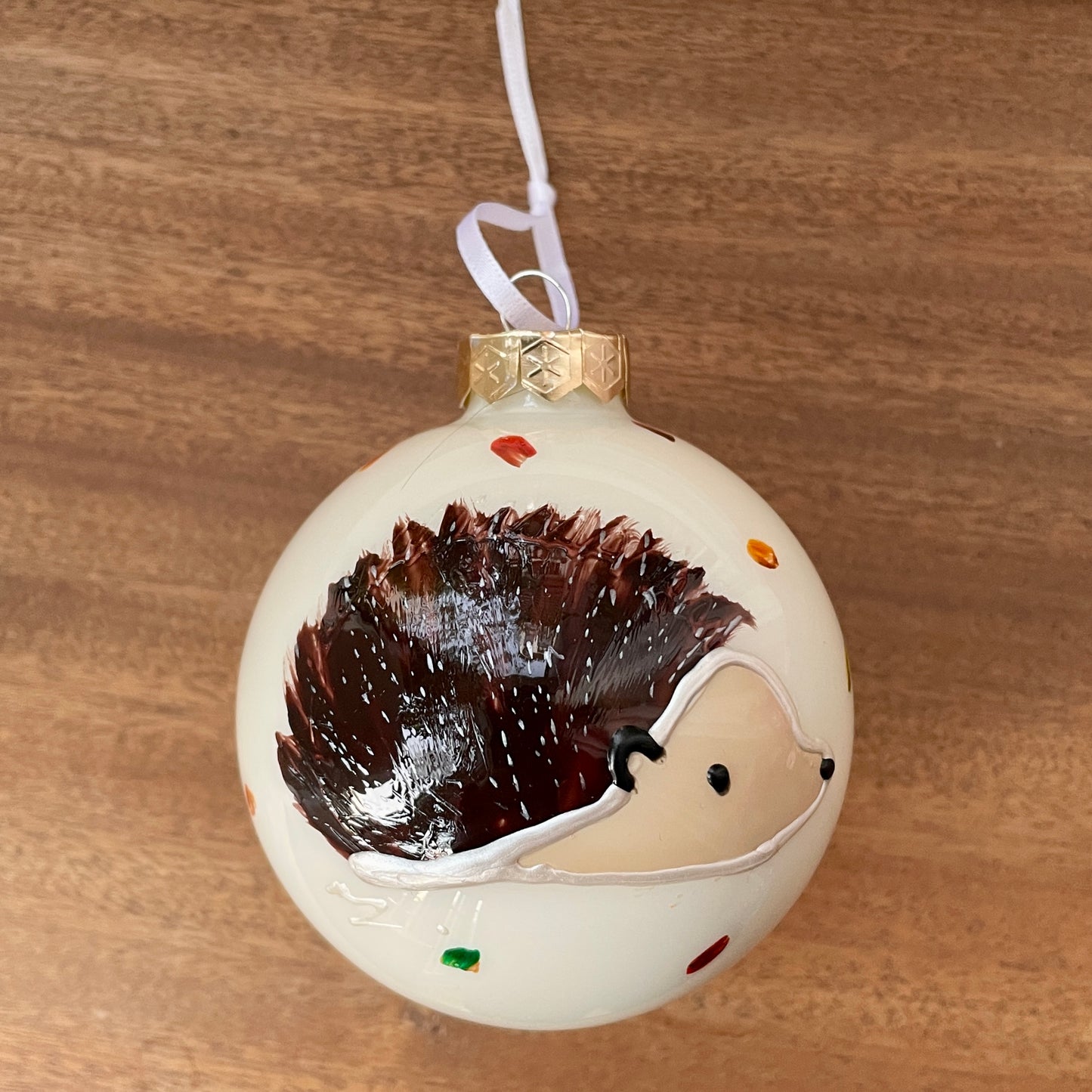 Hedgehog in autumn~ Glass bauble