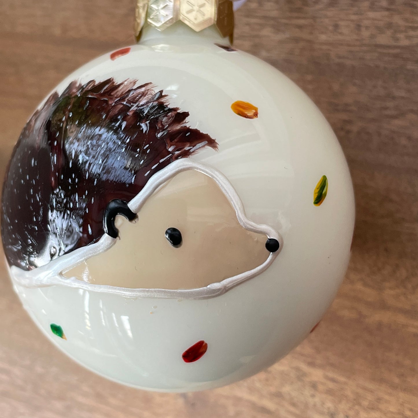 Hedgehog in autumn~ Glass bauble