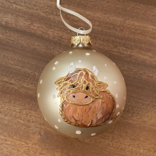 Highland cow~ Matt glass bauble