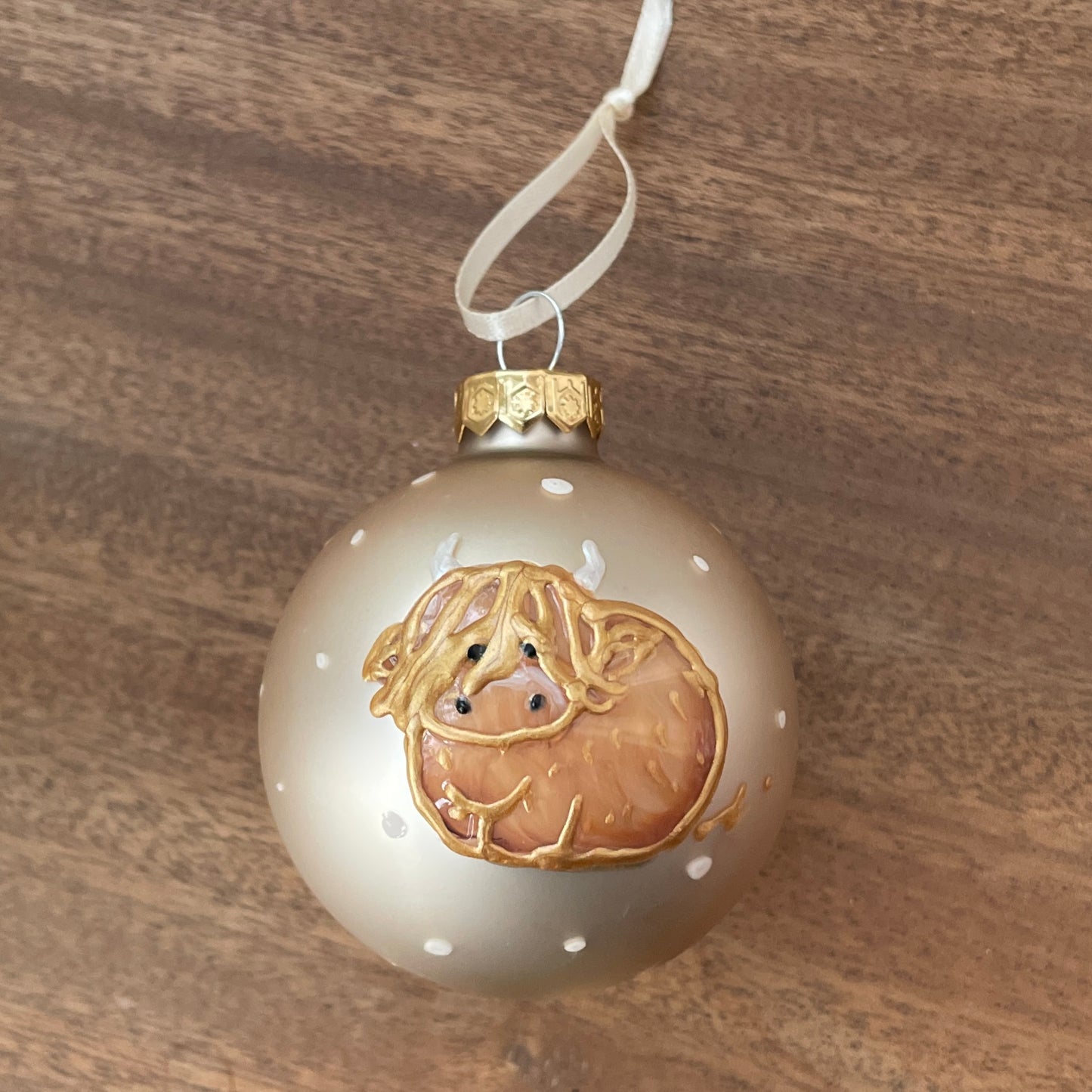 Highland cow~ Matt large glass bauble