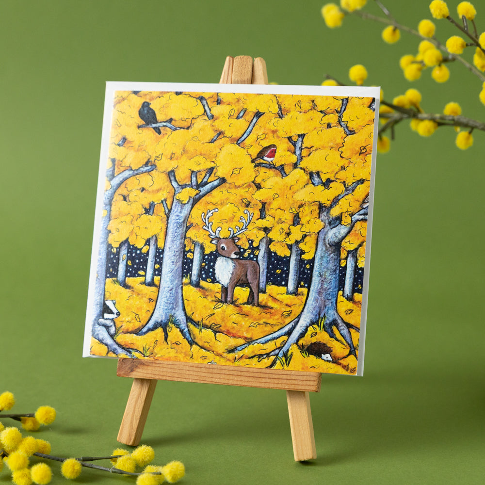 Card~ Yellow; Reindeer