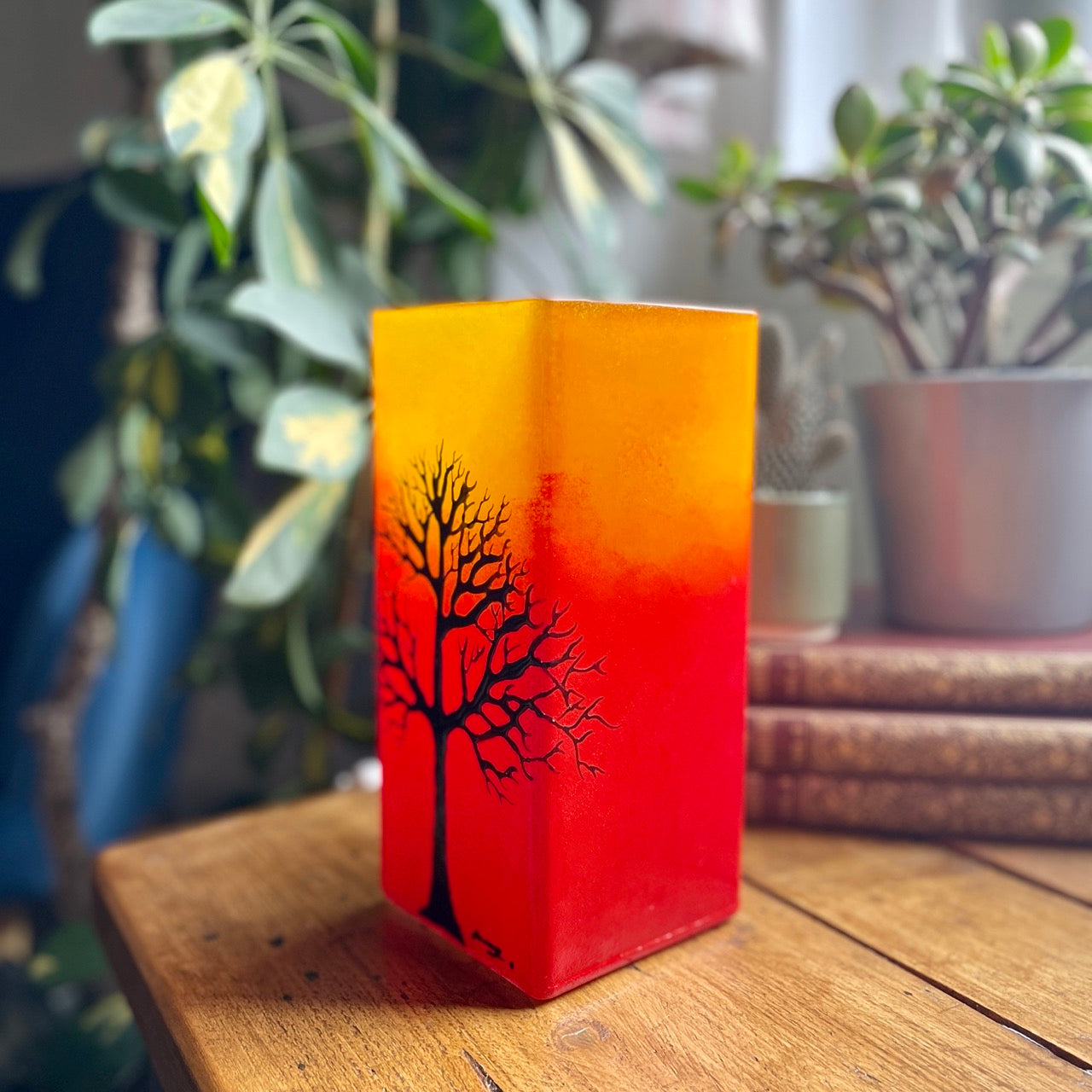 Orange tree~ glass table lamp