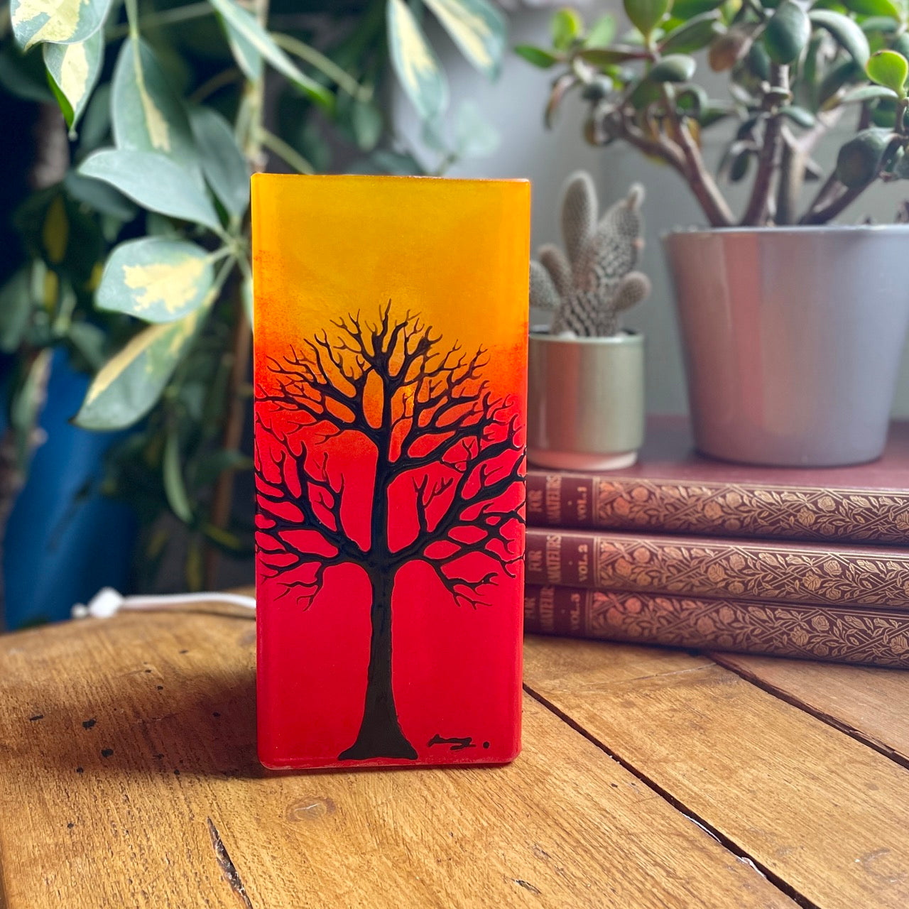 Orange tree~ glass table lamp