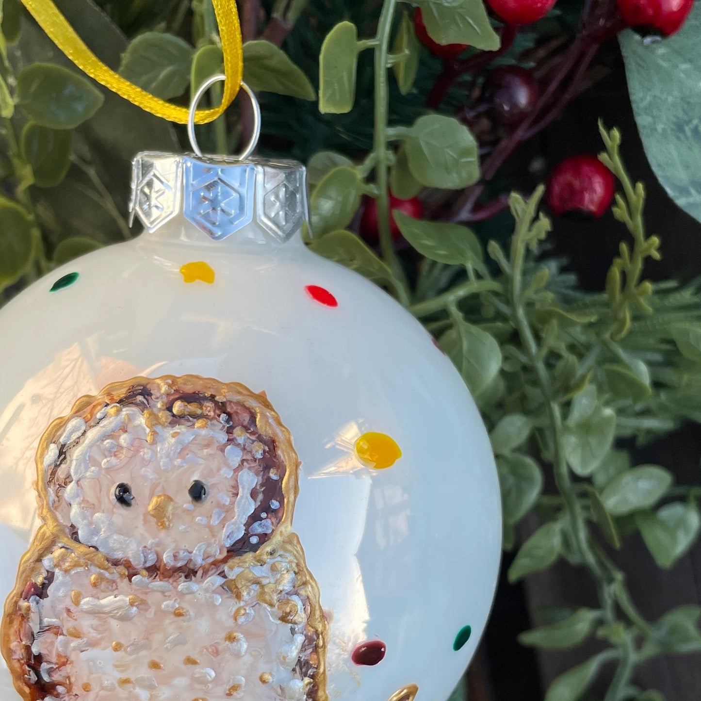 Owl in autumn~ Shiny glass bauble