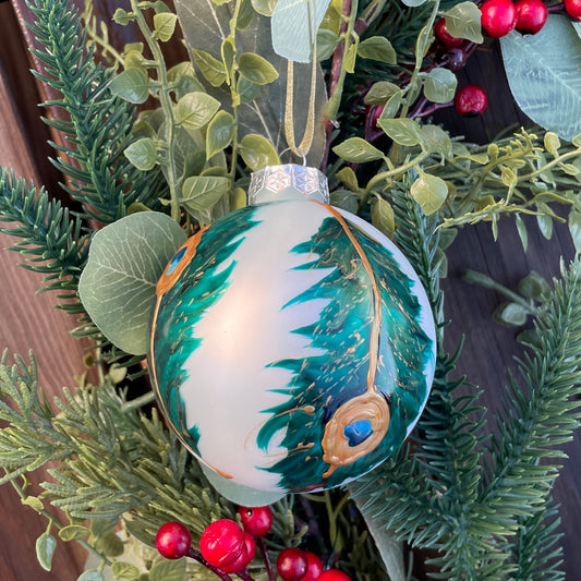 Peacock feathers~ Large glass bauble