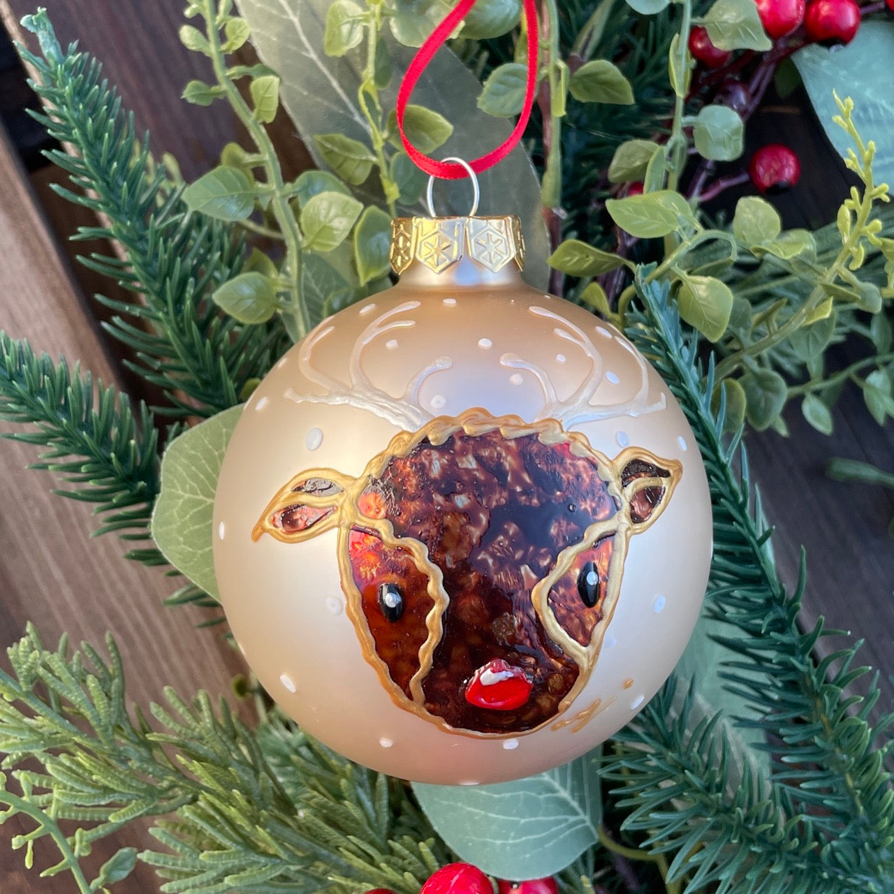 Rudolph~ Large glass bauble