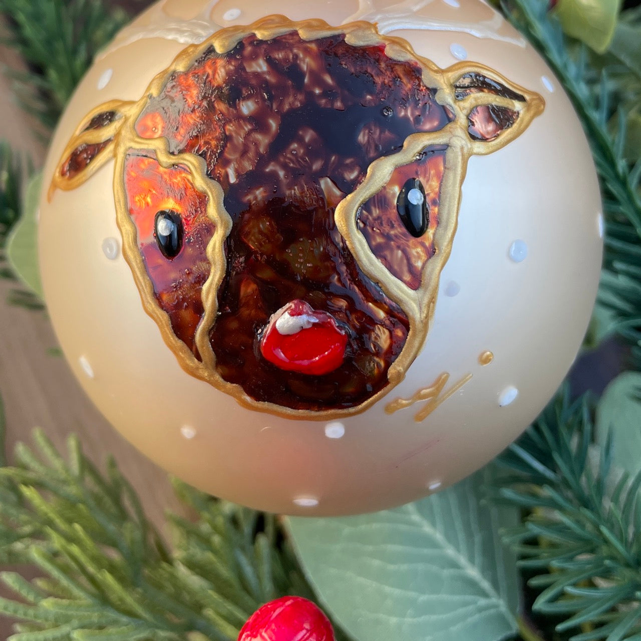 Rudolph~ Large glass bauble