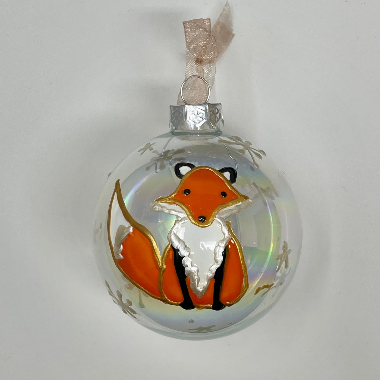 Fox with snowflakes~ Large glass bauble