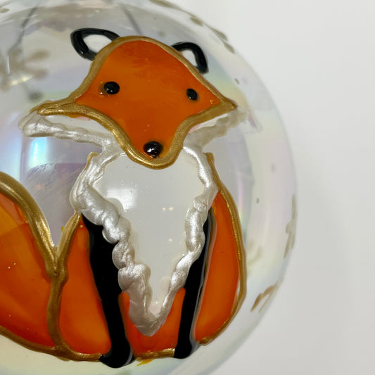 Fox with snowflakes~ Large glass bauble
