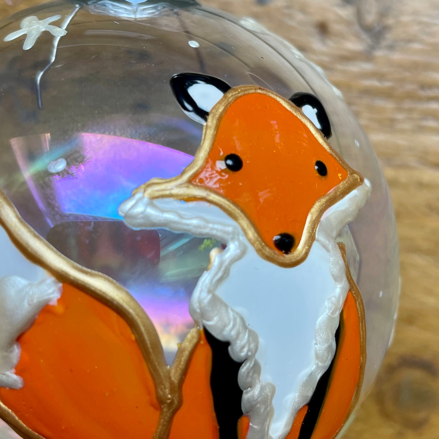 Fox with snowflakes~ Large glass bauble