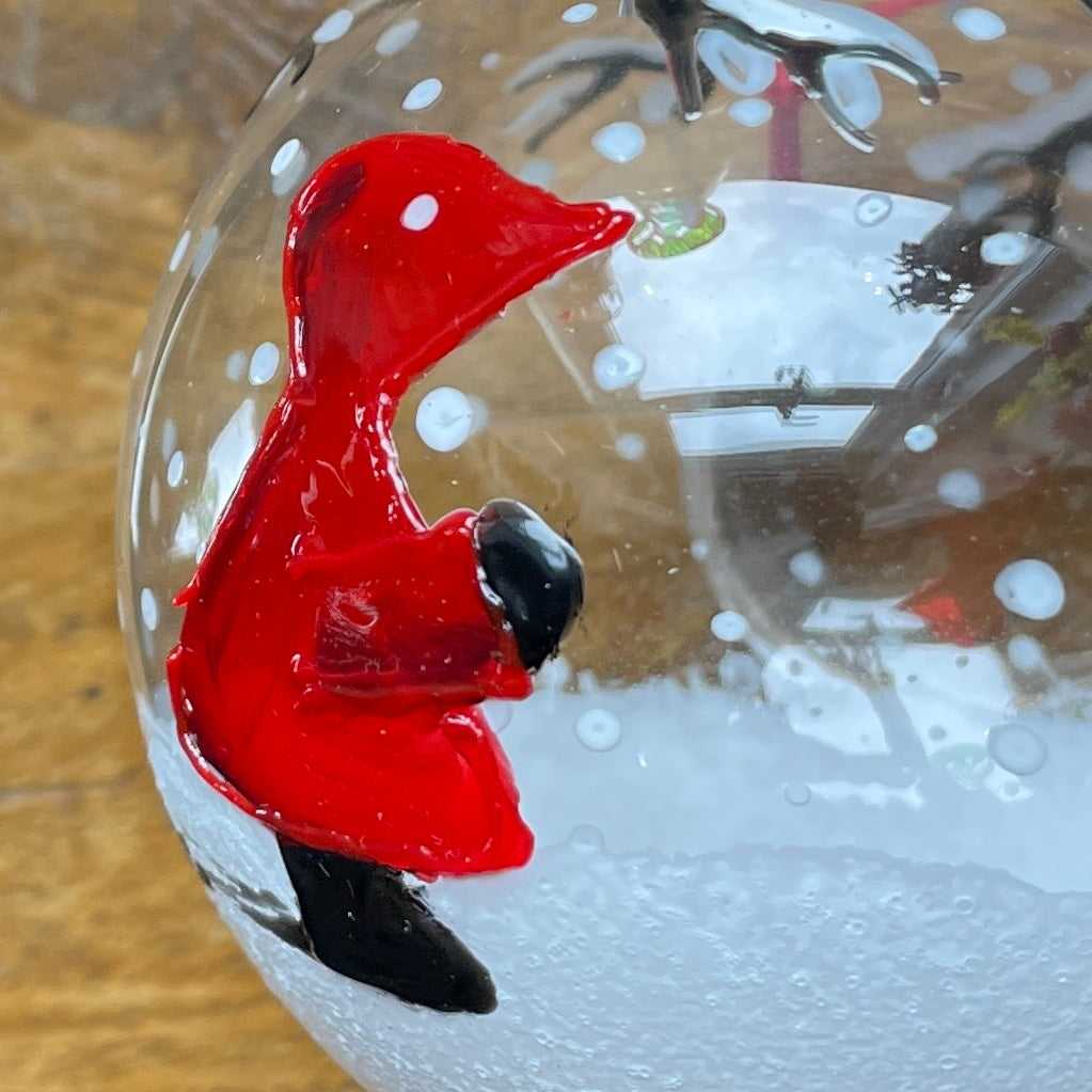 Redhood in snow~ Large glass bauble