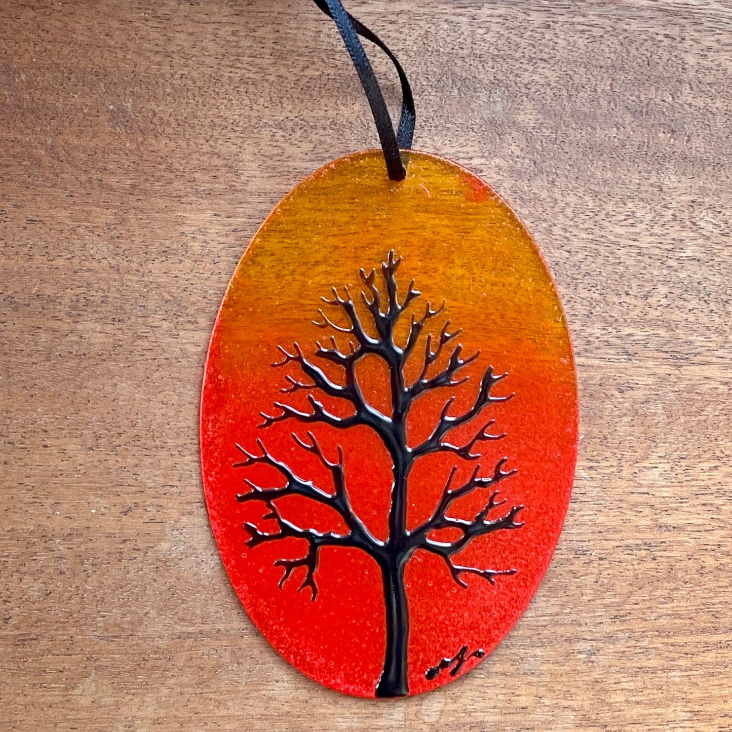 Orange tree~ Oval suncatcher