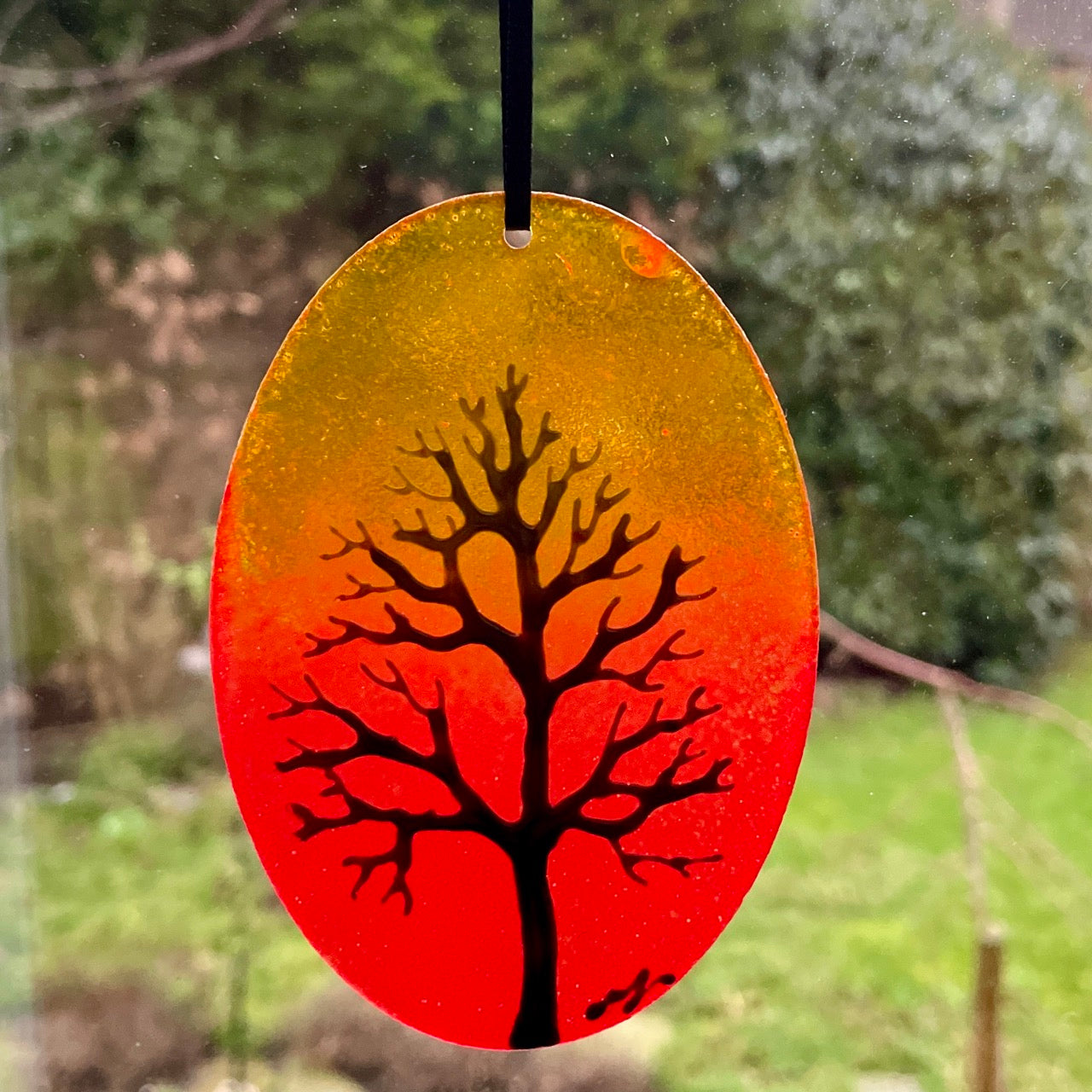 Orange tree~ Oval suncatcher