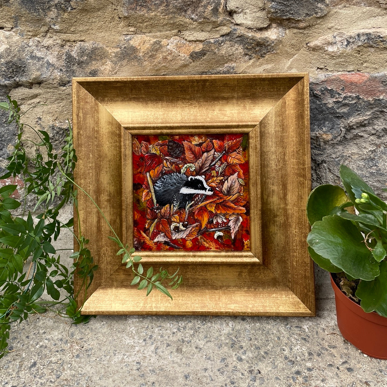 Badger in autumn~ Original painting