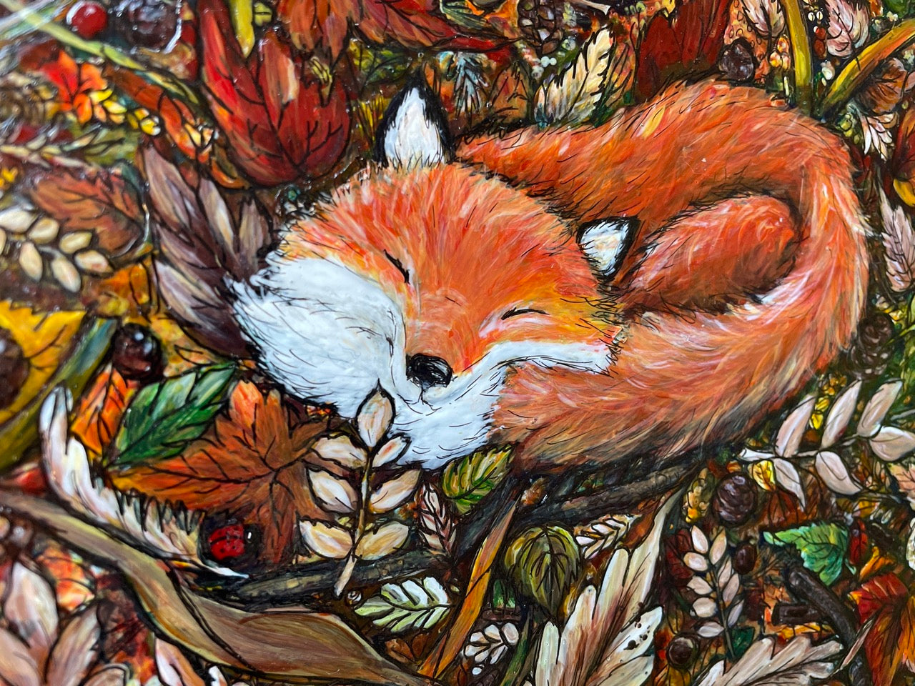 The snugly fox~ Original painting