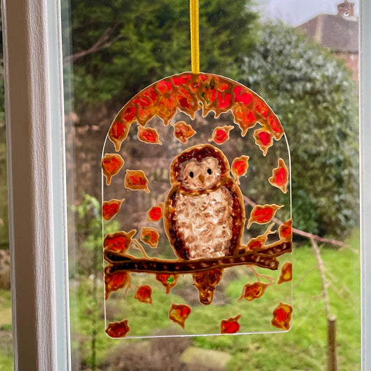 Owl in autumn~ Window suncatcher