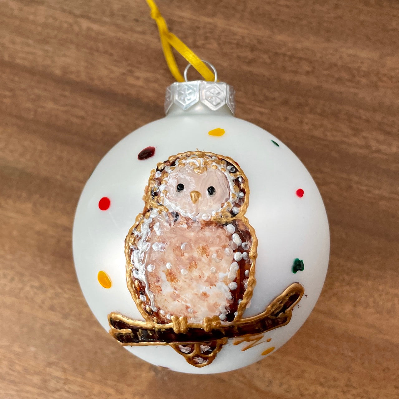 Owl in autumn~ Matt glass bauble