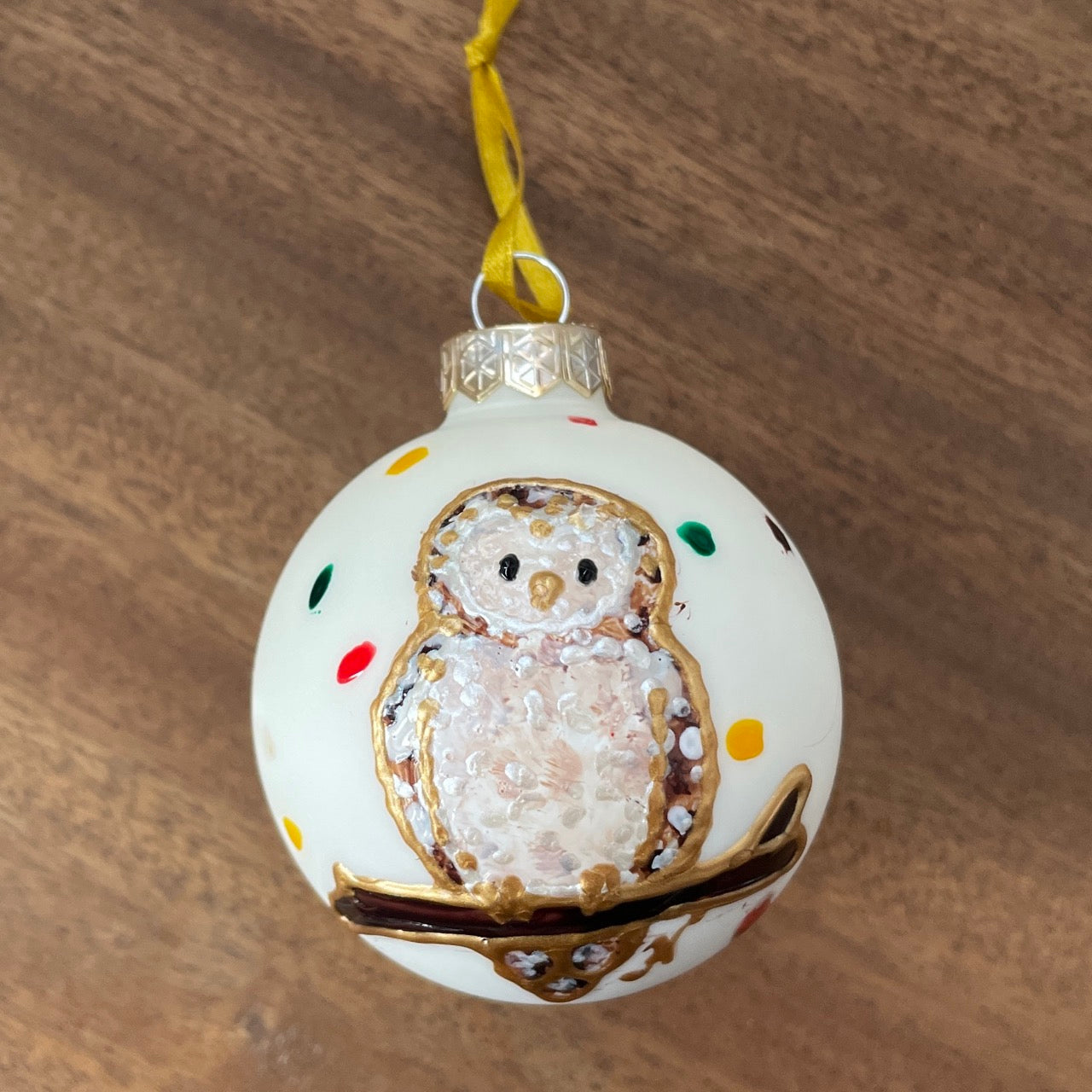 Owl in autumn~ Matt glass bauble