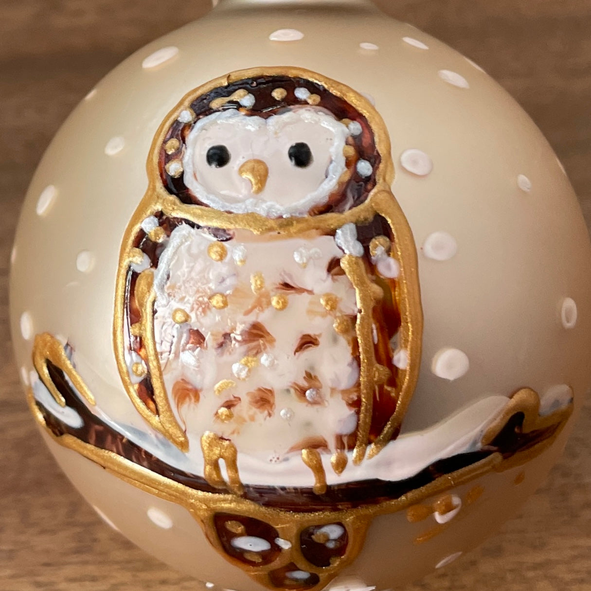 Owl in snow~ Matt glass bauble