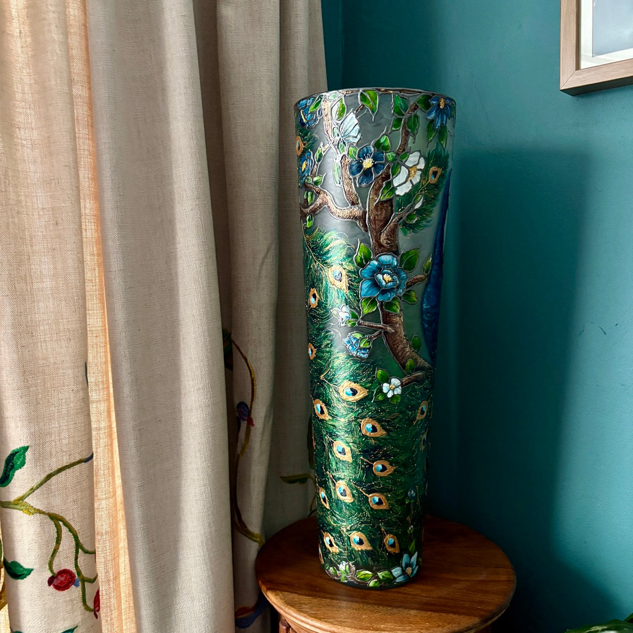 Peacock~ One of a Kind Statement Vase