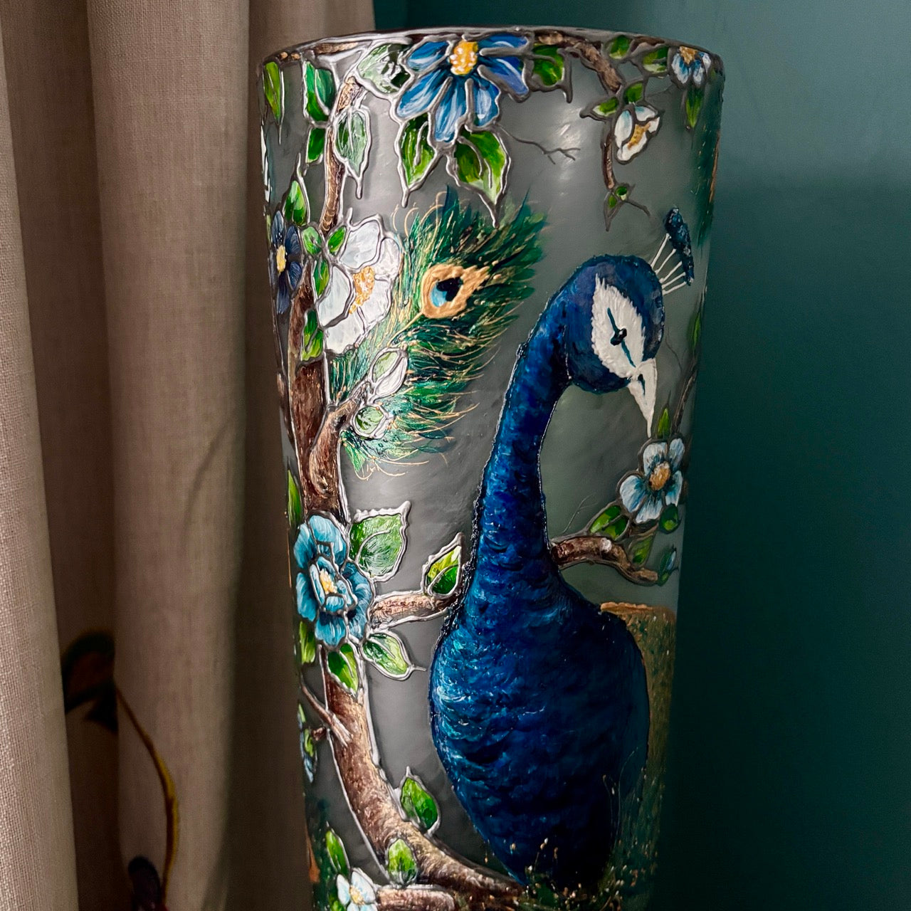 Peacock~ One of a Kind Statement Vase