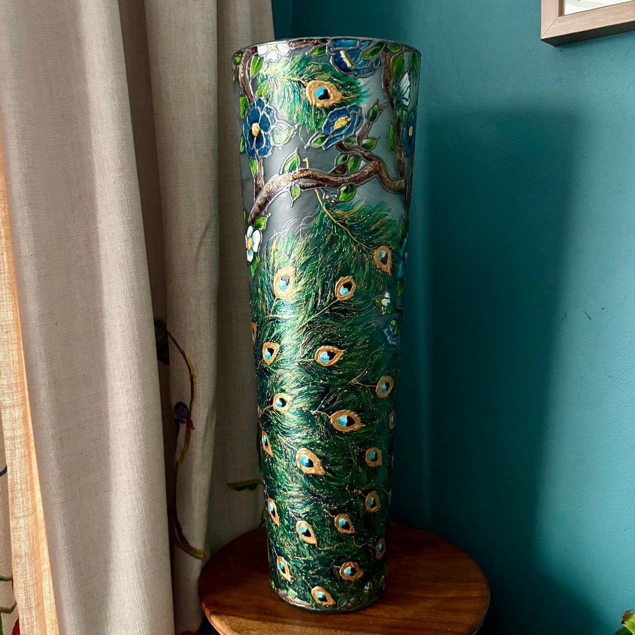Peacock~ One of a Kind Statement Vase