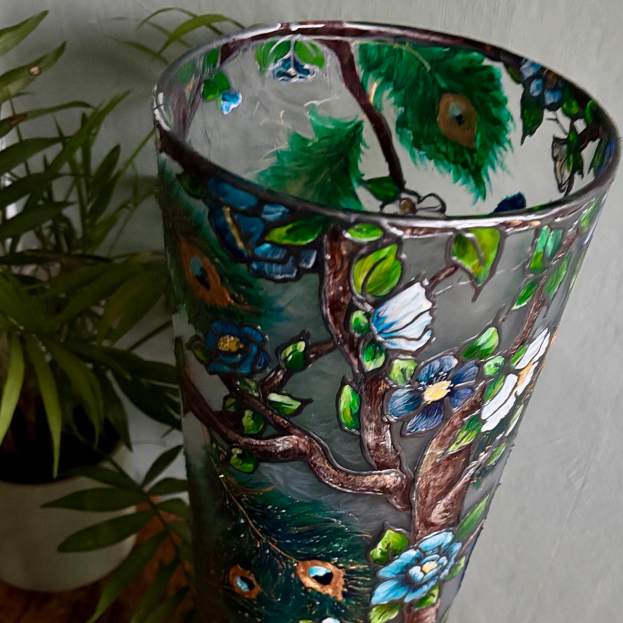 Peacock~ One of a Kind Statement Vase