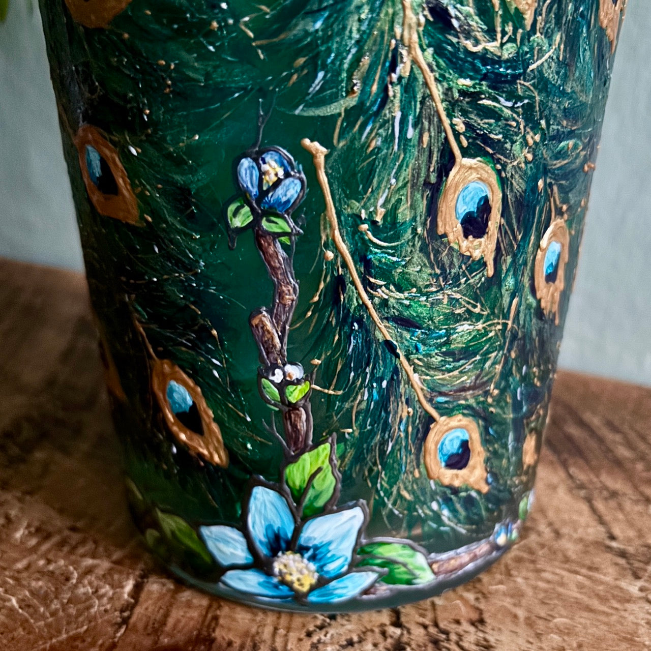 Peacock~ One of a Kind Statement Vase