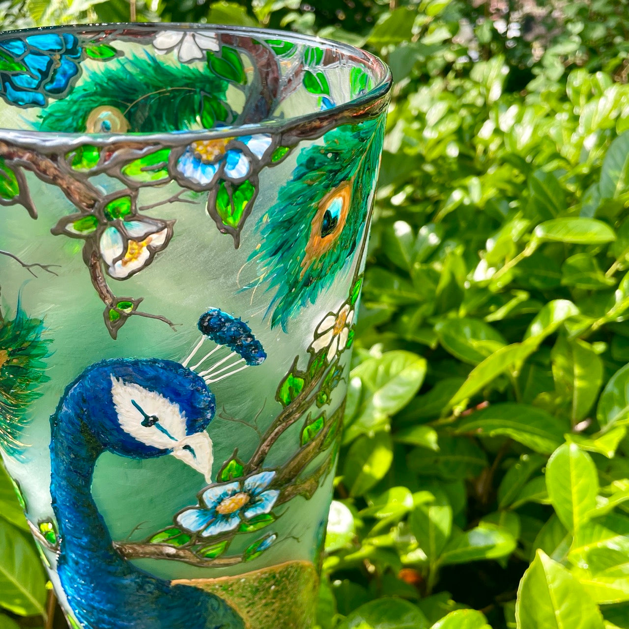 Peacock~ One of a Kind Statement Vase