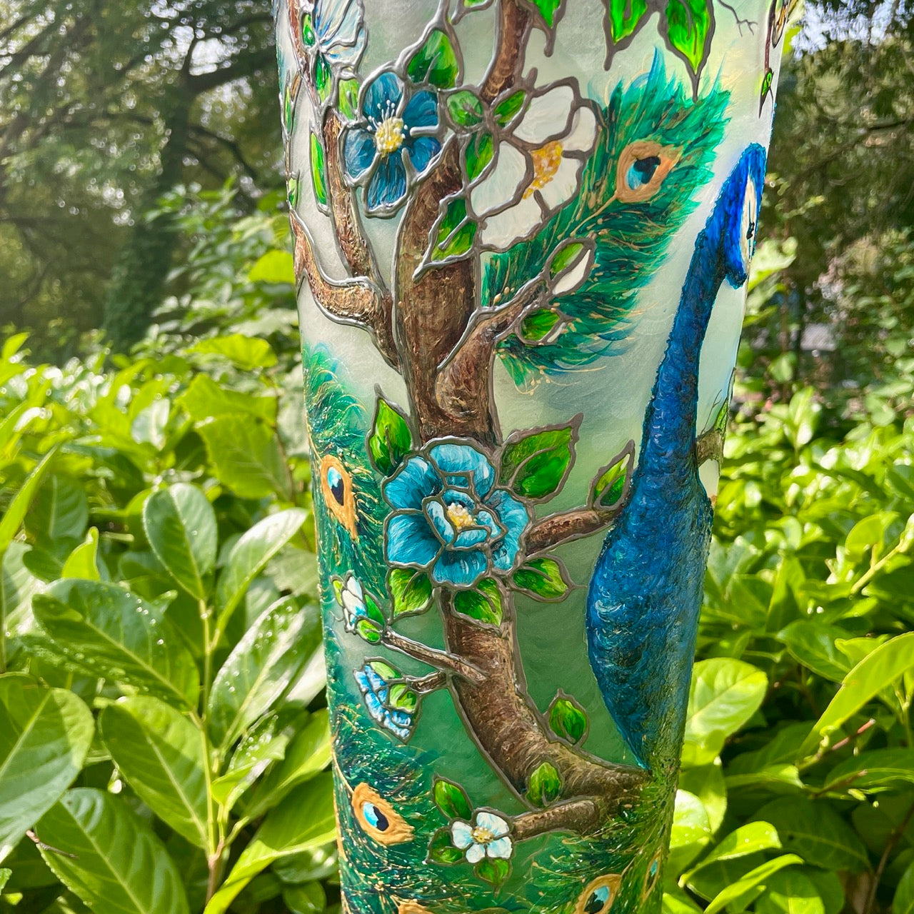 Peacock~ One of a Kind Statement Vase