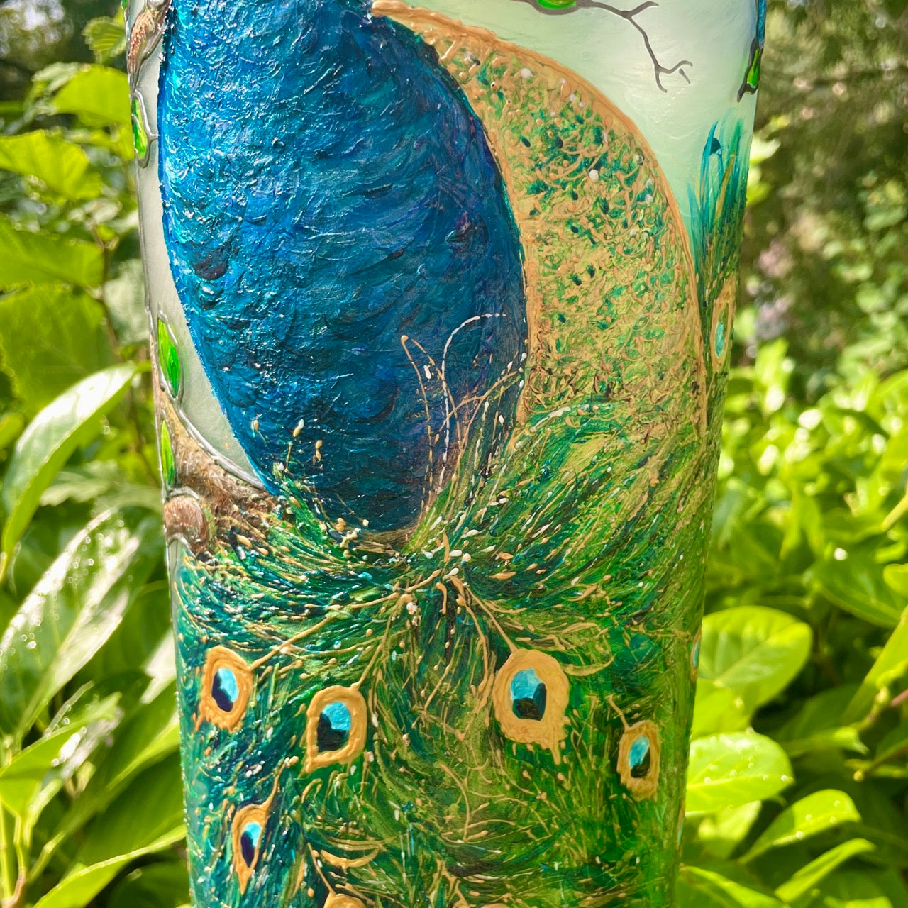 Peacock~ One of a Kind Statement Vase