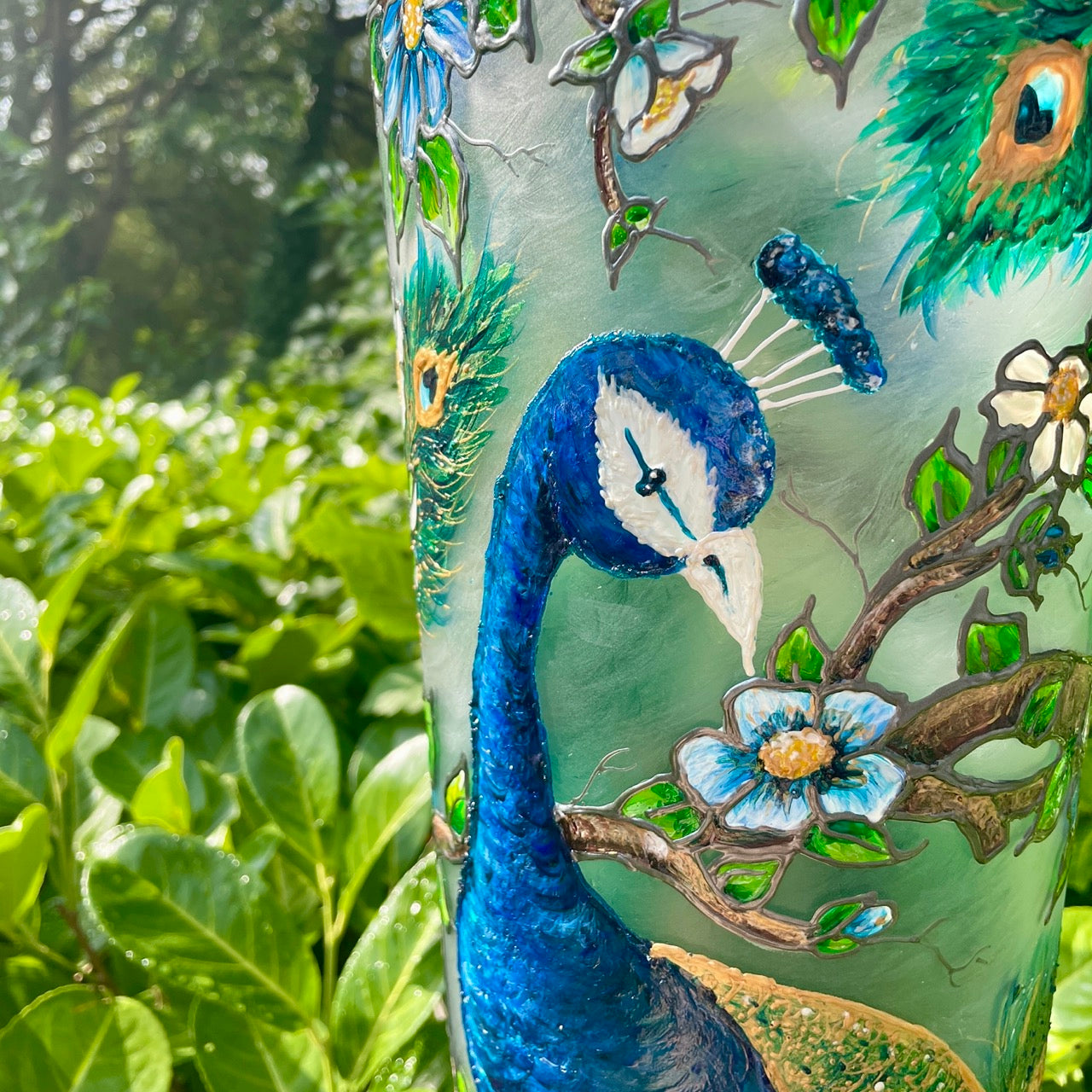 Peacock~ One of a Kind Statement Vase