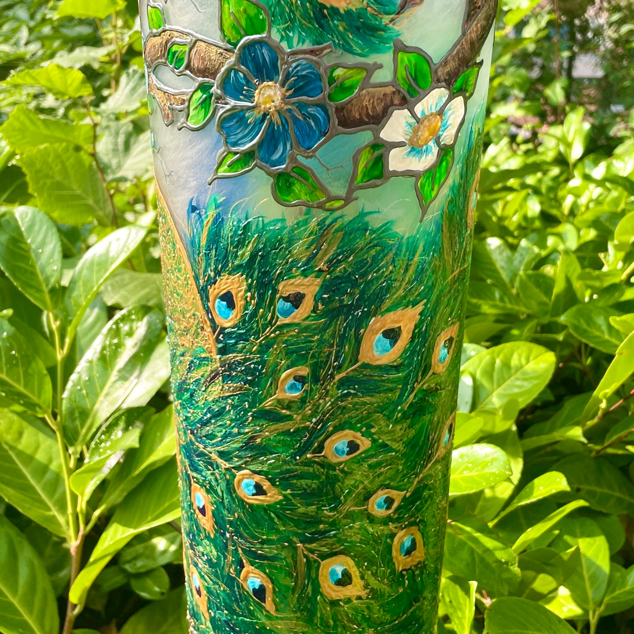 Peacock~ One of a Kind Statement Vase